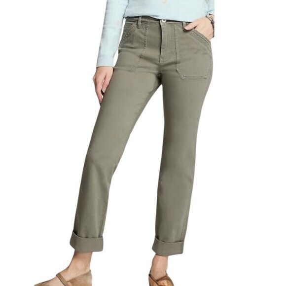 J. Jill Women's Ankle Jeans Size 4 Green High Rise Straight Leg Cuffed Denim EUC - Picture 16 of 16